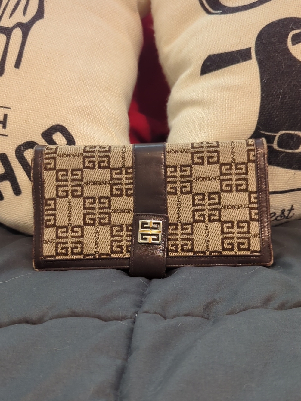 Authentic Givenchy Monogram Leather Canvas Long Wallet